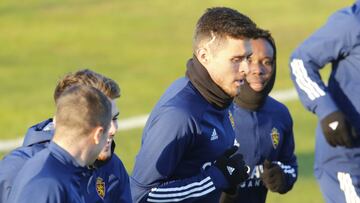 Juanjo Narv&aacute;ez, en el entrenamiento de esta tarde.