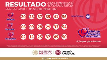 Resultados Melate: números que cayeron y premios del sorteo 3490 | 5 de septiembre