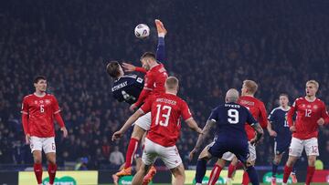Soccer Football - FIFA World Cup - UEFA Qualifiers - Group C - Scotland v Denmark - Hampden Park, Glasgow, Scotland, Britain - November 18, 2025 Scotland's Scott McTominay scores their first goal Action Images via Reuters/Lee Smith