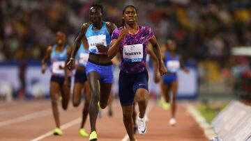 DOHA, QATAR - MAY 05:  Caster Semenya of South Africa races to the line to win the Women&#039;s 800 metres ahead of Margaret Nyairera Wambui of Kenya during the Doha - IAAF Diamond League 2017 at the Qatar Sports Club on May 5, 2017 in Doha, Qatar.  (Photo by Francois Nel/Getty Images)