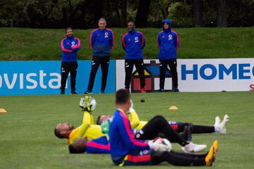 Iván Mauricio Arboleda,Eder Chaux, Aldair Quintana y Diego Novoa entrenan en la sede de la FCF bajo las dirección de Carlos Queiroz.