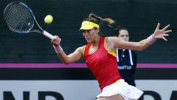 Garbiñe Muguruza durante el partido de este domingo.