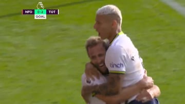 Est¨¢ compitiendo con Haaland y lo demuestra as¨ª: doblete de Harry Kane con asistencia de oro de Richarlison