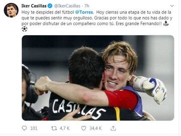 El mundo del deporte da las gracias a Fernando Torres