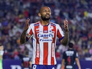 Joao Geraldino of San Luis during the 2nd round match between Atletico de San Luis and Monterrey as part of the Liga BBVA MX, Torneo Apertura 2025 at Alfonso Lastras Stadium, on July 18, 2025 in San Luis Potosi, Mexico