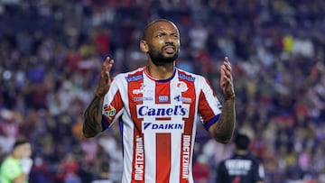 Joao Geraldino of San Luis during the 2nd round match between Atletico de San Luis and Monterrey as part of the Liga BBVA MX, Torneo Apertura 2025 at Alfonso Lastras Stadium, on July 18, 2025 in San Luis Potosi, Mexico