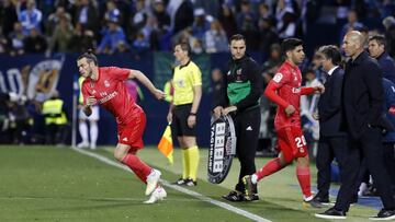 Bale entra al campo frente al Leganés. Superaba así a Zidane en el número de partidos jugados con el Real Madrid.