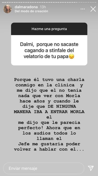 Los fuertes mensajes de Dalma Maradona contra Morla, Luque y el "entorno" de Diego