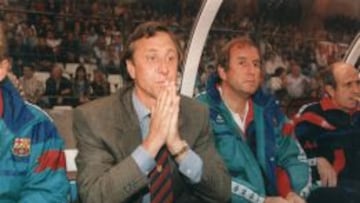 Cruyff y Rexach en el banquillo cul&eacute;. 