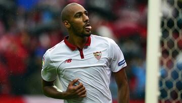 N´Zonzi celebra su gol contra el Atlético de Madrid.