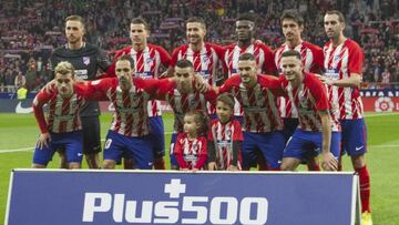 Cinco canteranos en el once del Atlético contra el Real Madrid.