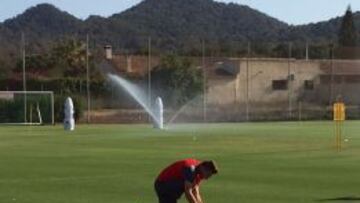 Ciro Immobile en su primer entrenamiento como jugador del Sevilla