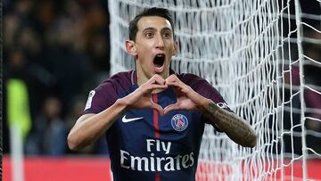 PARIS, FRANCE - DECEMBER 9: Angel Di Maria of PSG celebrates his goal during the French Ligue 1 match between Paris Saint Germain (PSG) and Lille OSC (LOSC) at Parc des Princes on December 9, 2017 in Paris, France. (Photo by Jean Catuffe/Getty Images)