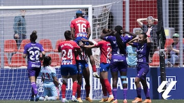 Las jugadoras del Atlético celebran el 1-0 al Costa Adeje Tenerife en la jornada 26 de la Liga F.