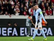El capitán Iago Aspas, cabizbajo, a la conclusión del partido del Celta contra el Friburgo en Alemania.