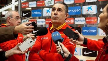 GRAF9702. GUADALAJARA, 18/02/2019.- El seleccionador nacional de baloncesto, Sergio Scariolo, atiende a la prensa este lunes en Guadalajara donde se concentra el combinado nacional para preparar los dos partidos de la sexta y &uacute;ltima ventana de clasificaci&oacute;n para el Mundial de China. EFE/ Pepe Zamora