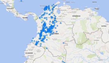 Así está el mapa de Colombia con casos de coronavirus