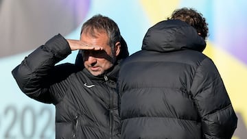 Hansi Flick, el pasado viernes en la previa del partido contra el Atlético de Madrid.