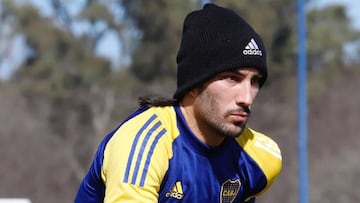 Sebastián Pérez durante un entrenamiento con Boca Juniors.