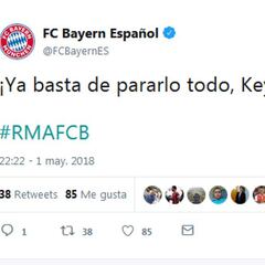 El Twitter del Bayern: "¡Basta ya de pararlo todo, Keylor Navas!"