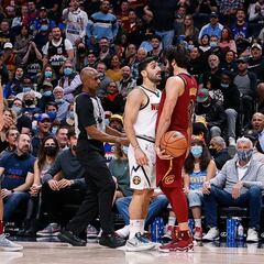 Ricky Rubio and Facundo Campazzo scuffle on the court