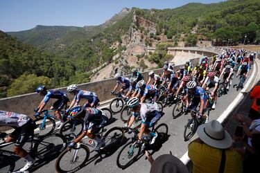 El pelotón durante la octava etapa entre Úbeda y Cazorla.