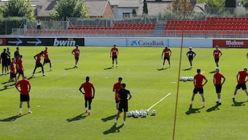 El Atlético realizó ayer su último entrenamiento.