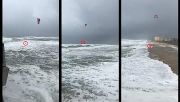 Kitesurfista navegando durante el Hurac&aacute;n Florence.