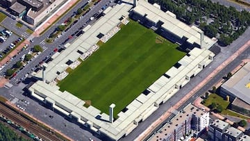 Vista aérea del estadio de Lasesarre. Foto Barakaldo Club de Fútbol.