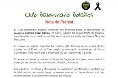 Encuentran el cuerpo sin vida de un jugador del CB Bolaños