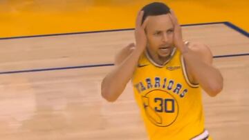 Curry hace un mate, se queda celebrando y su rival le mete un 2+1...
