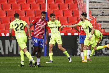 El futbolista madrileño adelantó al club colchonero con un zurdazo pegado al palo corto.