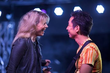 Akira Yamaoka y Mary Elizabeth McGlynn durante la Japan Expo de 2014