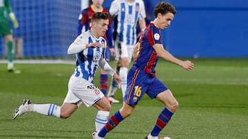 Jandro Orellana, en un partido con el Barcelona B.