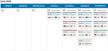Fechas y horarios de la jornada 1, Mundial 2018: jueves, viernes y sábado