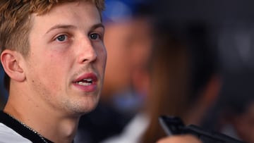 MEXICO CITY, MEXICO - OCTOBER 26: Liam Lawson of New Zealand and Visa Cash App Racing Bulls is inteviewed during the F1 Grand Prix of Mexico at Autodromo Hermanos Rodriguez on October 26, 2025 in Mexico City, Mexico. (Photo by Rudy Carezzevoli/Getty Images) // Getty Images / Red Bull Content Pool // SI202510260910 // Usage for editorial use only //
