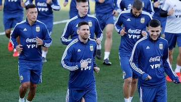 Messi trains at Real Madrid training ground with Argentina