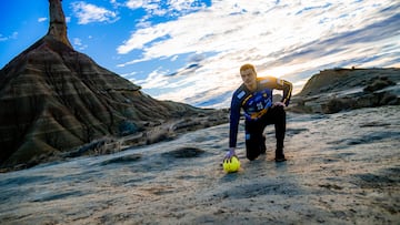 Sergey Hernández, durante la grabación del spot en las Bardenas Reales.