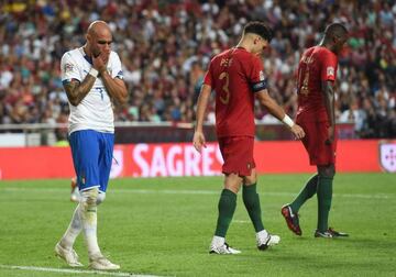 Italy's Simone Zaza rues a missed chance against Portugal.