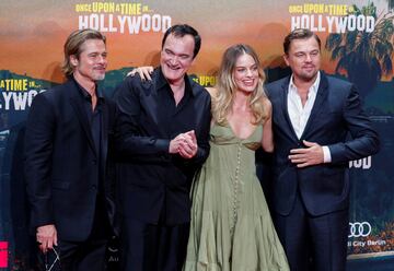 Brad Pitt, Quentin Tarantino, Margot Robbie y Leonardo DiCaprio