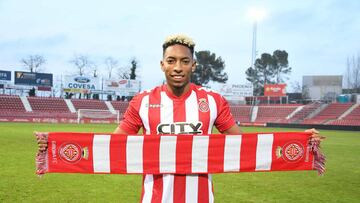 Mojica, en su presentación como jugador del Girona en enero.