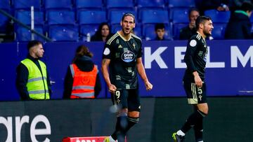 Gonçalo Paciencia, delantero portugués del Celta, celebra el tanto anotado contra el Espanyol en la Copa del Rey.