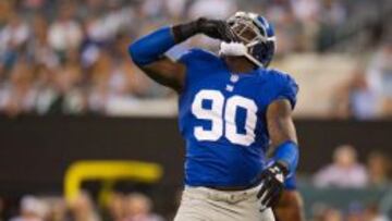 El defensive end de los New York Giants, Jason Pierre-Paul, durante el transcurso de un partido de la temporada pasada.