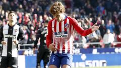 Griezmann celebra su gol al Levante. 