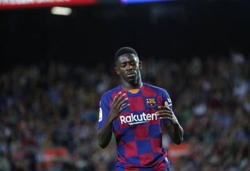 Dembele during Spanish La Liga soccer match between Barcelona and Sevilla at the Camp Nou stadium in Barcelona, Sunday, Oct. 6, 2019.