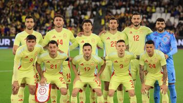 London (United Kingdom), 22/03/2024.- Players of Spain pose before the friendly international soccer match between Spain and Colombia in London, Britain 22 March 2024. (Futbol, Amistoso, España, Reino Unido, Londres) EFE/EPA/NEIL HALL