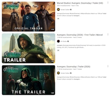 youtube trailers falsos inteligencia artificial marvel avengers doomsday