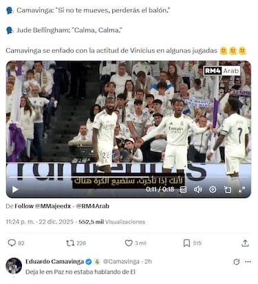 Camavinga y su supuesto enfado con Vinicius: “Déjale en paz”