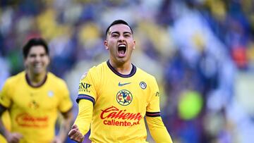 Erick Sanchez celebrates his goal 2-0 of America during the 5th round match between America and FC Juarez as part of the Liga BBVA MX, Torneo Clausura 2025 at Ciudad de los Deportes Stadium, on February 01, 2025 in Mexico City, Mexico.