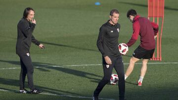 Gaizka Garitano en su primera sesión.